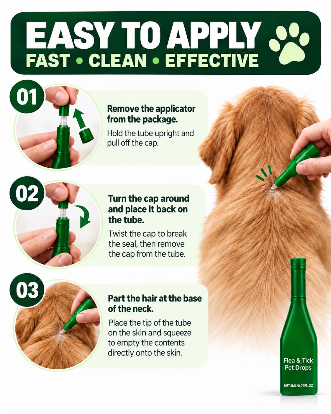 Product application illustration for dogs supplied by Neuropet